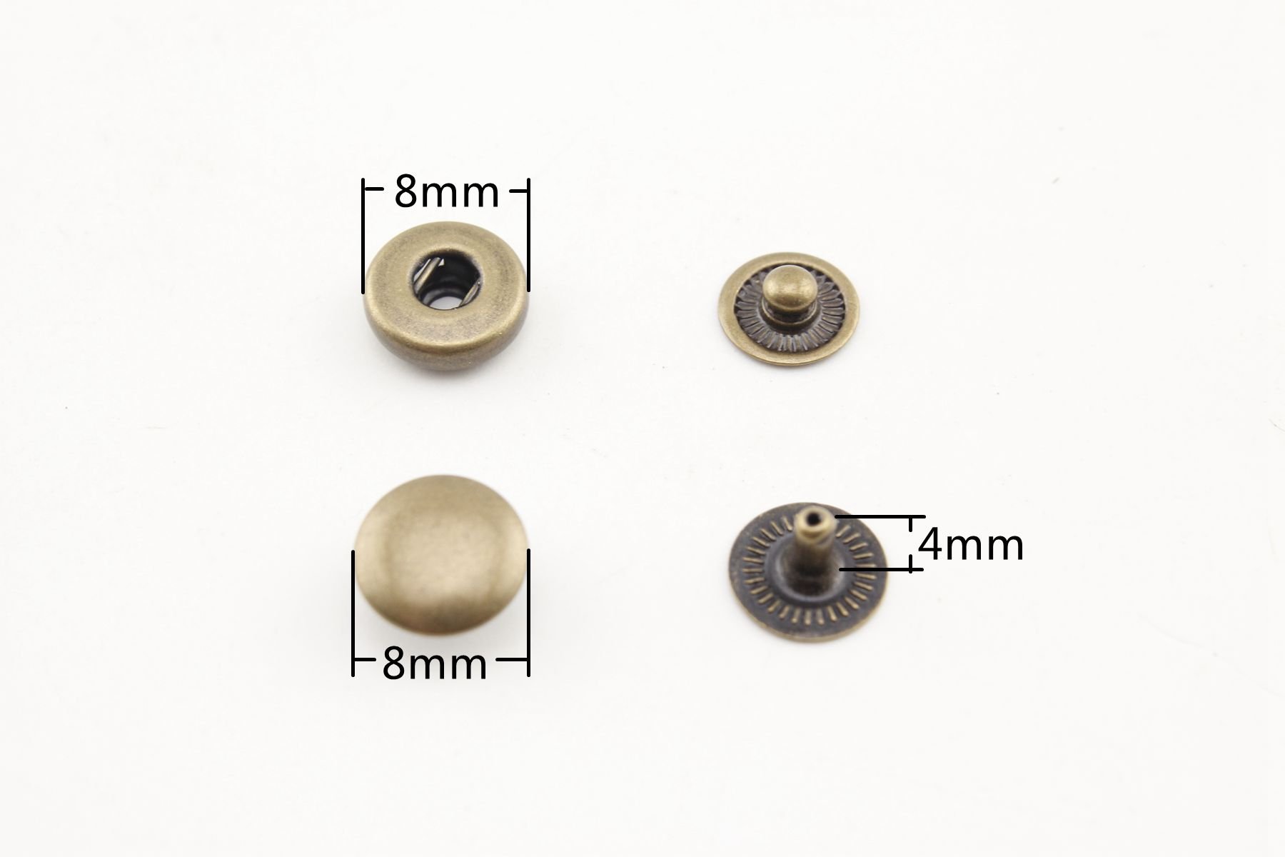 8 mm rame pulsante Snap bottoni a perno bottoni per cucire artigianale in pelle abbigliamento,40 set per lotto i43