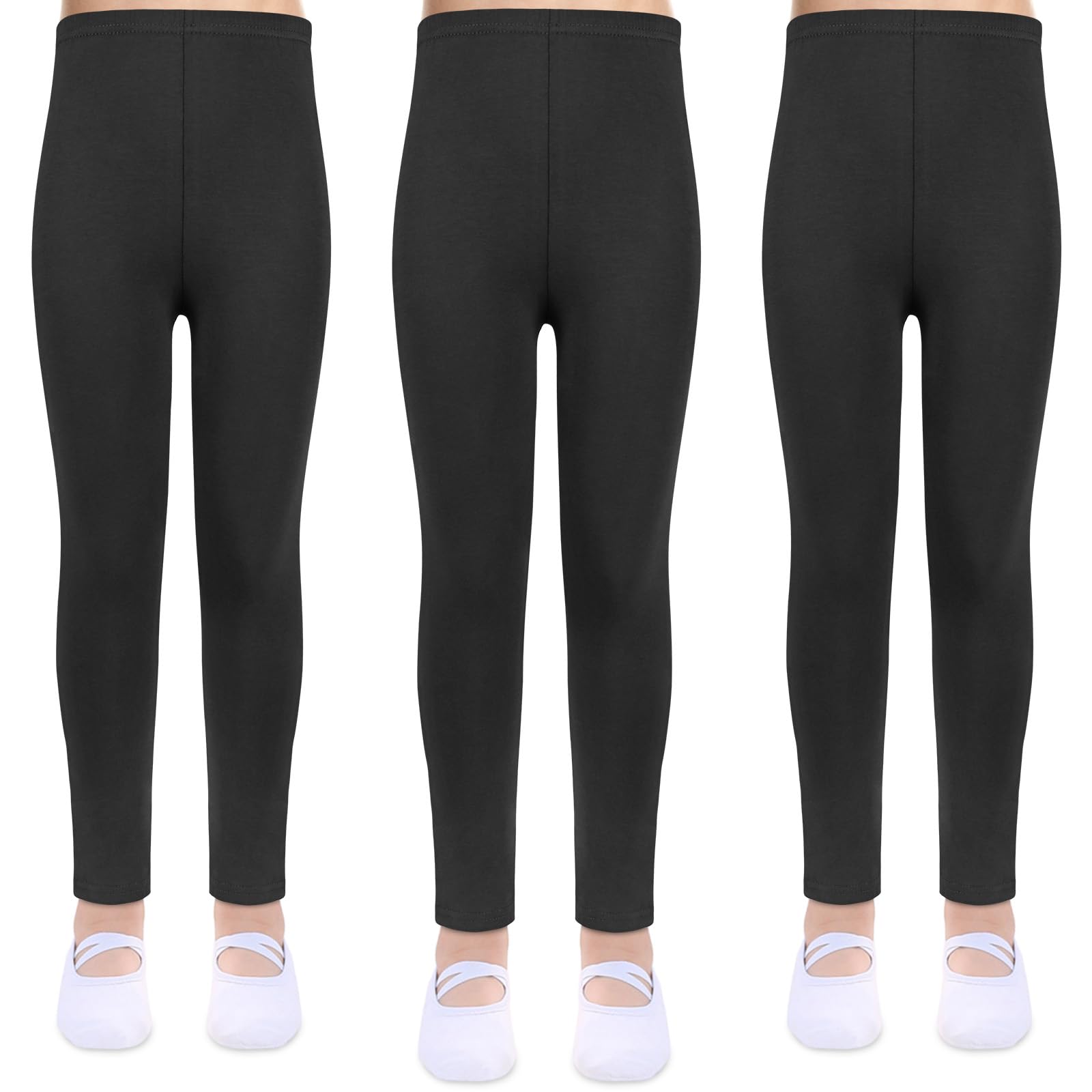 3-pak legginsów dziewczęcych z wysokim stanem, legginsy sportowe, długie, miękkie, elastyczne, basic, spodnie sportowe, nieprzezroczyste spodnie do tańca, jogi, na co dzień
