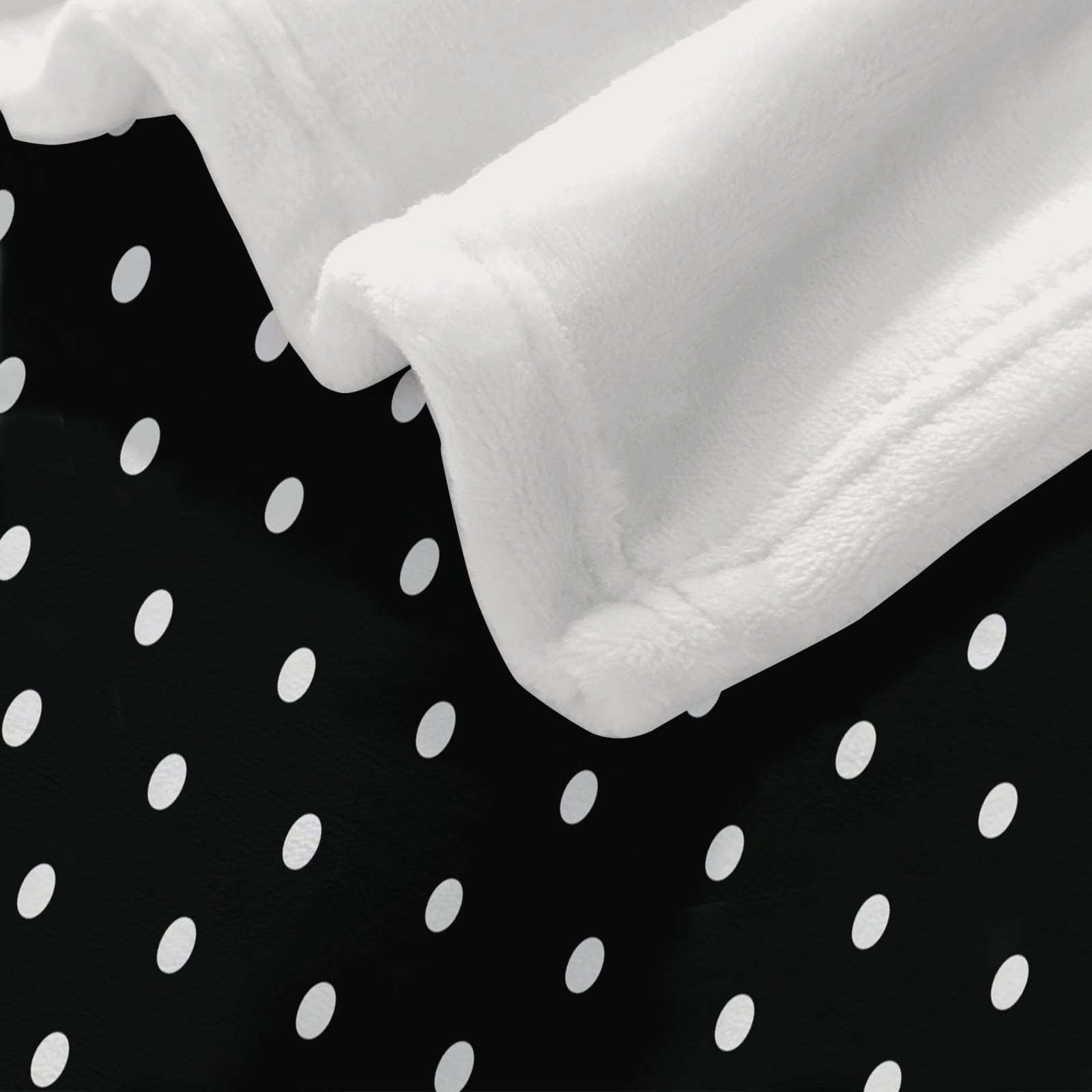 Manta para Sofá, Invierno Verano Manta Polar Puntos Blancos Geométricos Cálida Mullida Super Caliente Ligera Mantas Cama para Adulto y Niño Sala de Estar, Negro, 200x200 cm