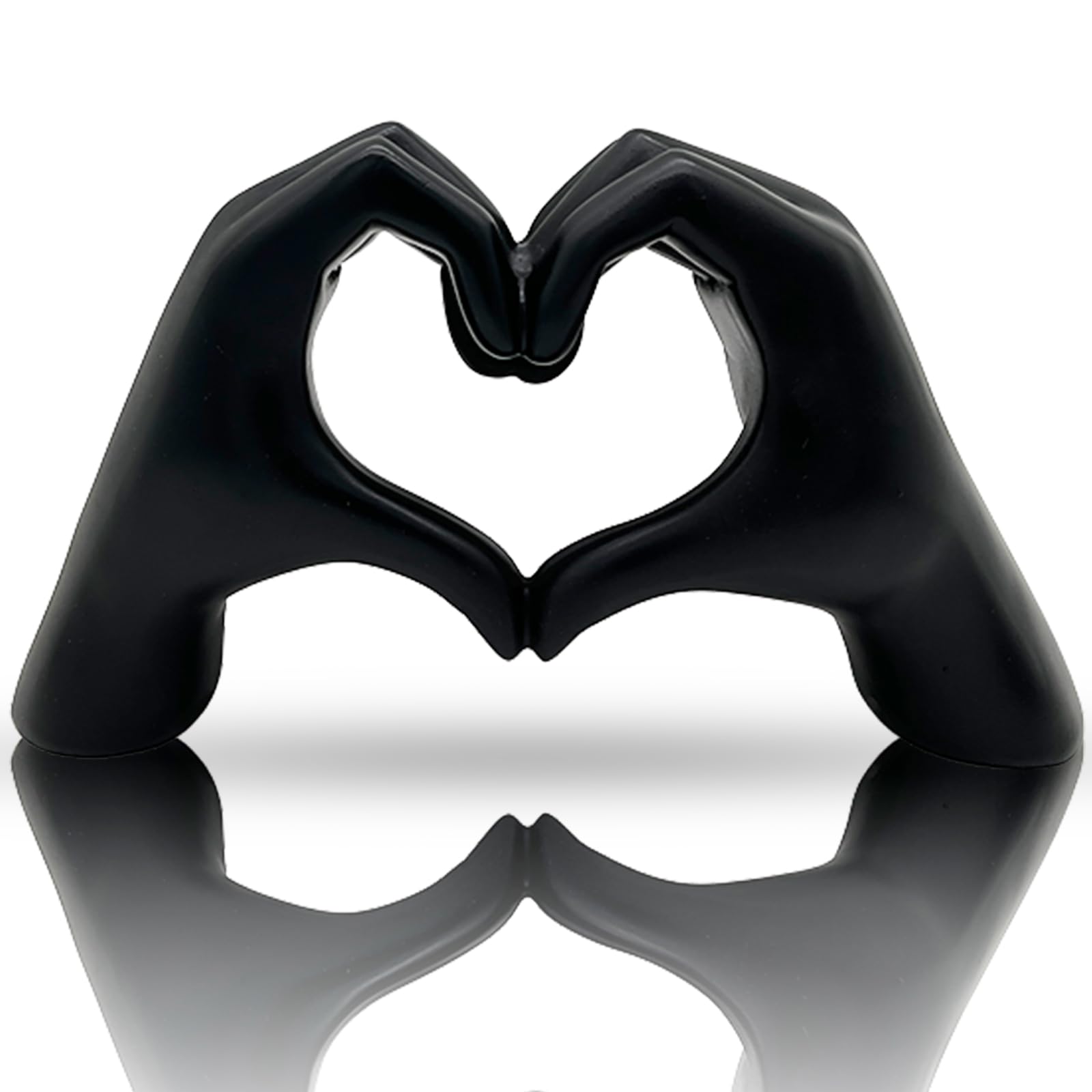 Huhote Black Heart Hands Sculpture Decor, Love Finger Statue Modern, Hand Love Gesture Sculpture, Heart Hands Statue Desktop Ornaments, Heart Finger Statue Room Decoration For Shelf (Black)
