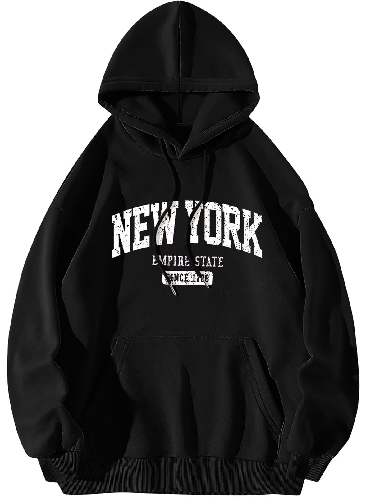 ORANDESIGNELetter Graphic Print Hoodies for Women Oversized Long Sleeve Casual Drawstring Fall Pullover Sweatshirt Tops