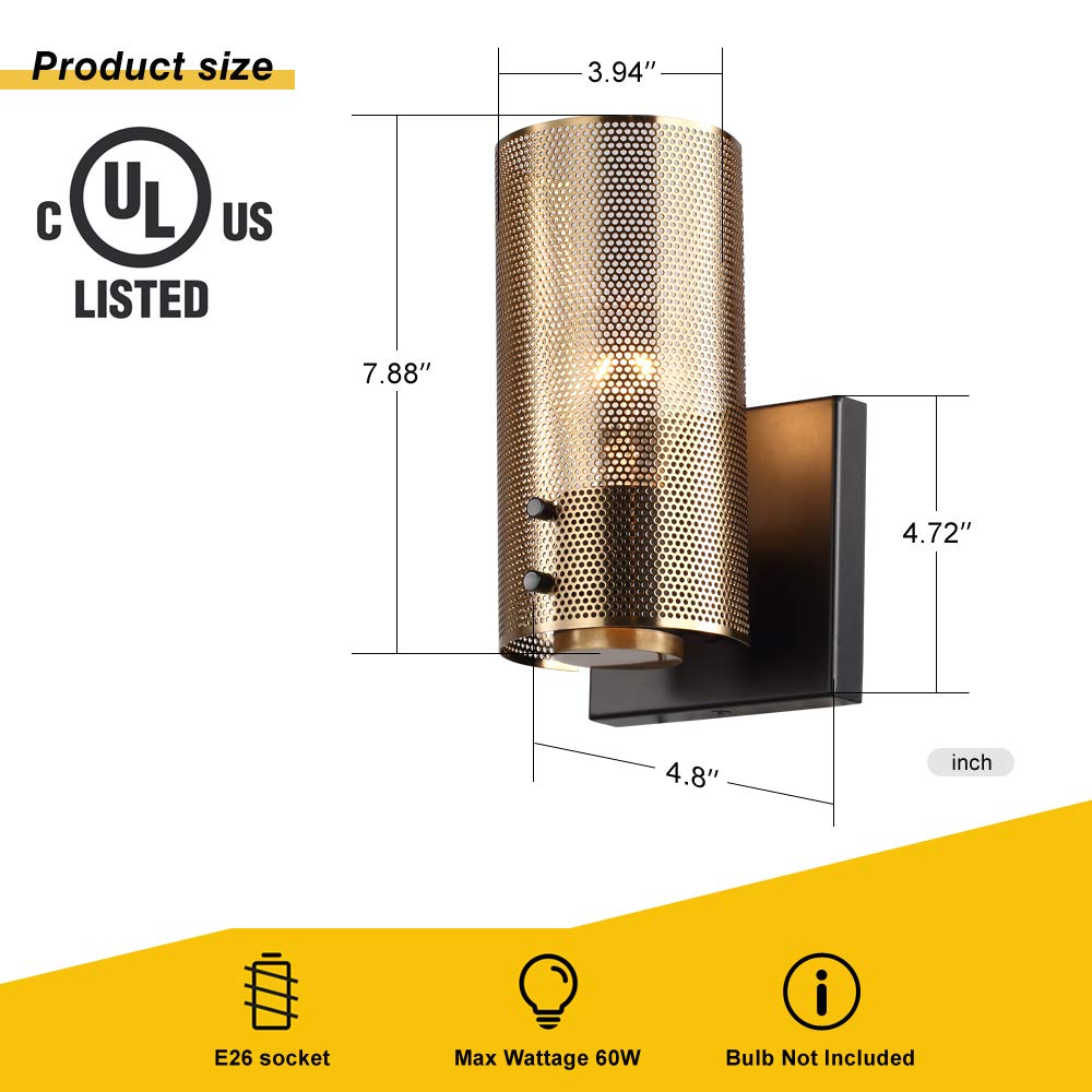 Hailyeah Black Wall Sconces, Industrial Sconces Wall Lighting Fixtures