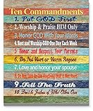 Ten Commandments Wall Decor Ready To Frame Print Large 11x14 inch. Art Poster Biblical Quote for any Spiritual, Christian or Religious Home