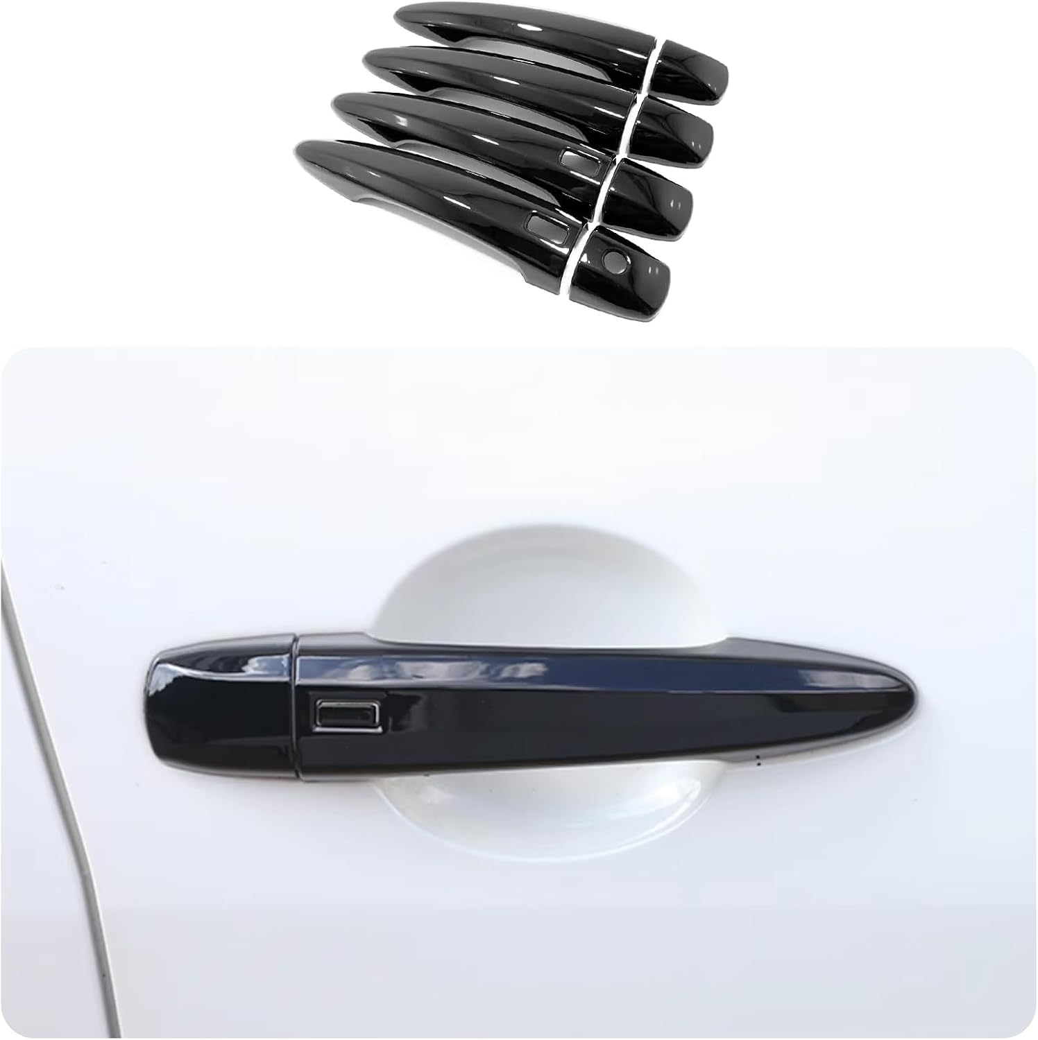 Car Accessories Fit for Nissan Altima 2019 2020 2021 2022 2023 2024 2025 Exterior Side Door Handles Cover Trim with Smart Keyhole (Carbon Fiber Style) 8PCS ABS