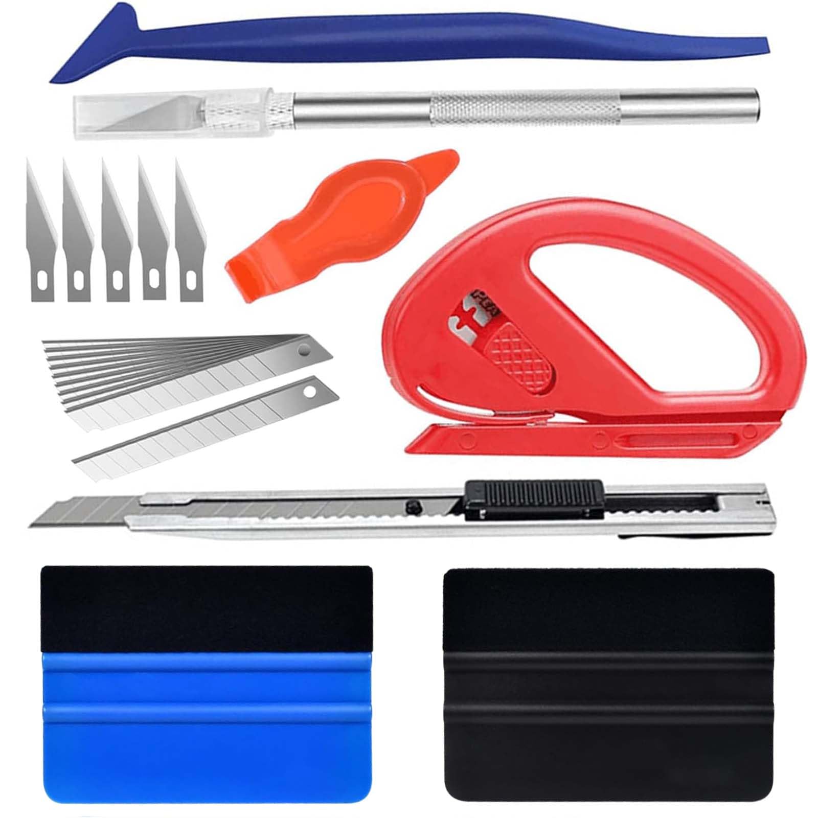 Folier Rakel Set - 2 Rakel Mit Messer & 5 Klingen Für Auto & Fenster