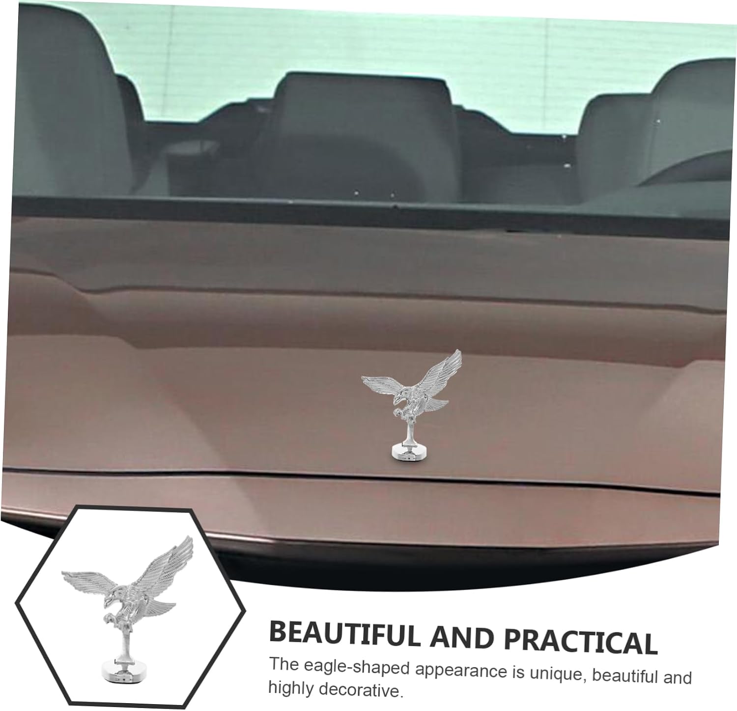 HEALLILY Eagle Car Hood Ornament Metal Auto Front Hood Decoration Universal Ornament for Cars and Trucks 3.34 X 2.51 X 1.10 in Easy Install