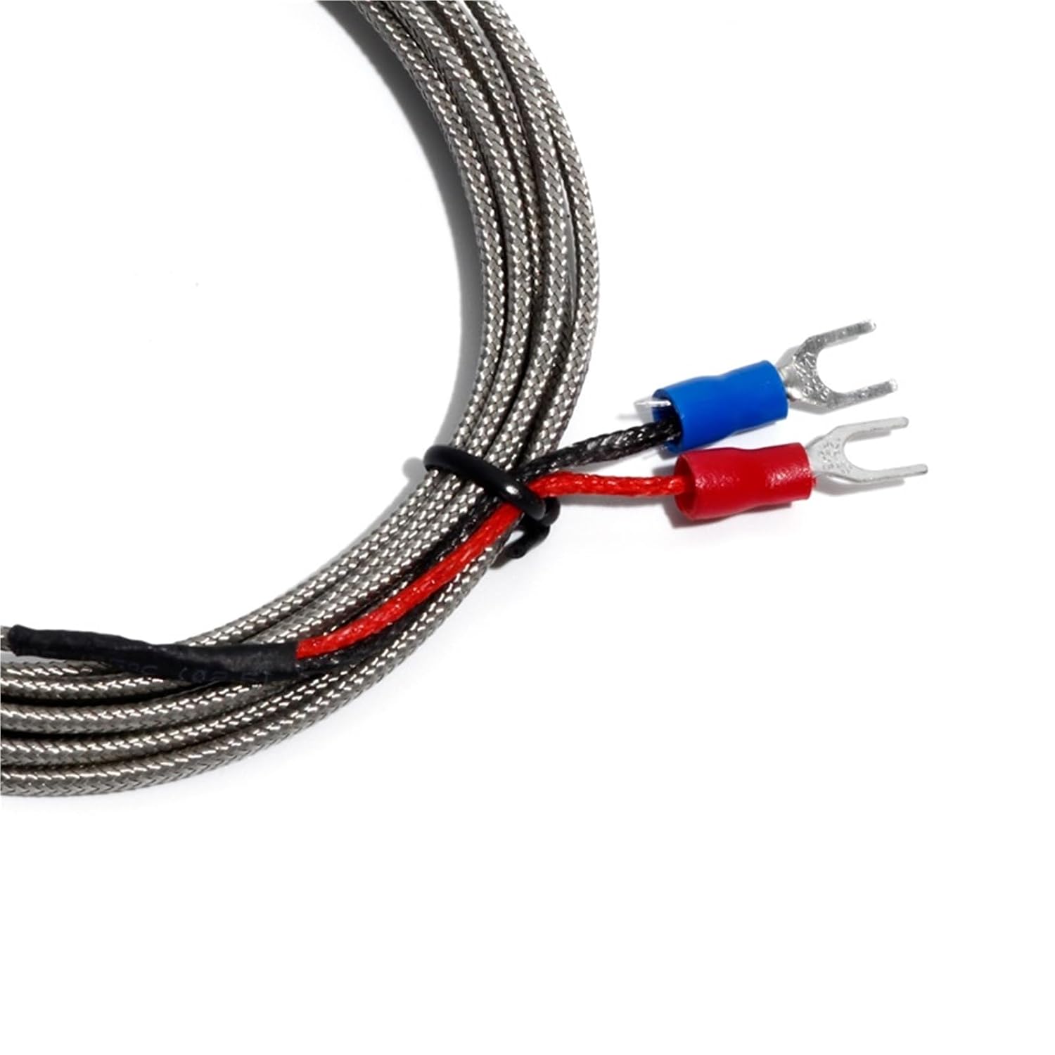 1mm Diameter Probe K-Type Thermocouple 2-Wires Temperature Sensors 2-Terminals 1m/2m/3m/4m/5m Thermocouple(5M Cable,1mmx150mm Probe)