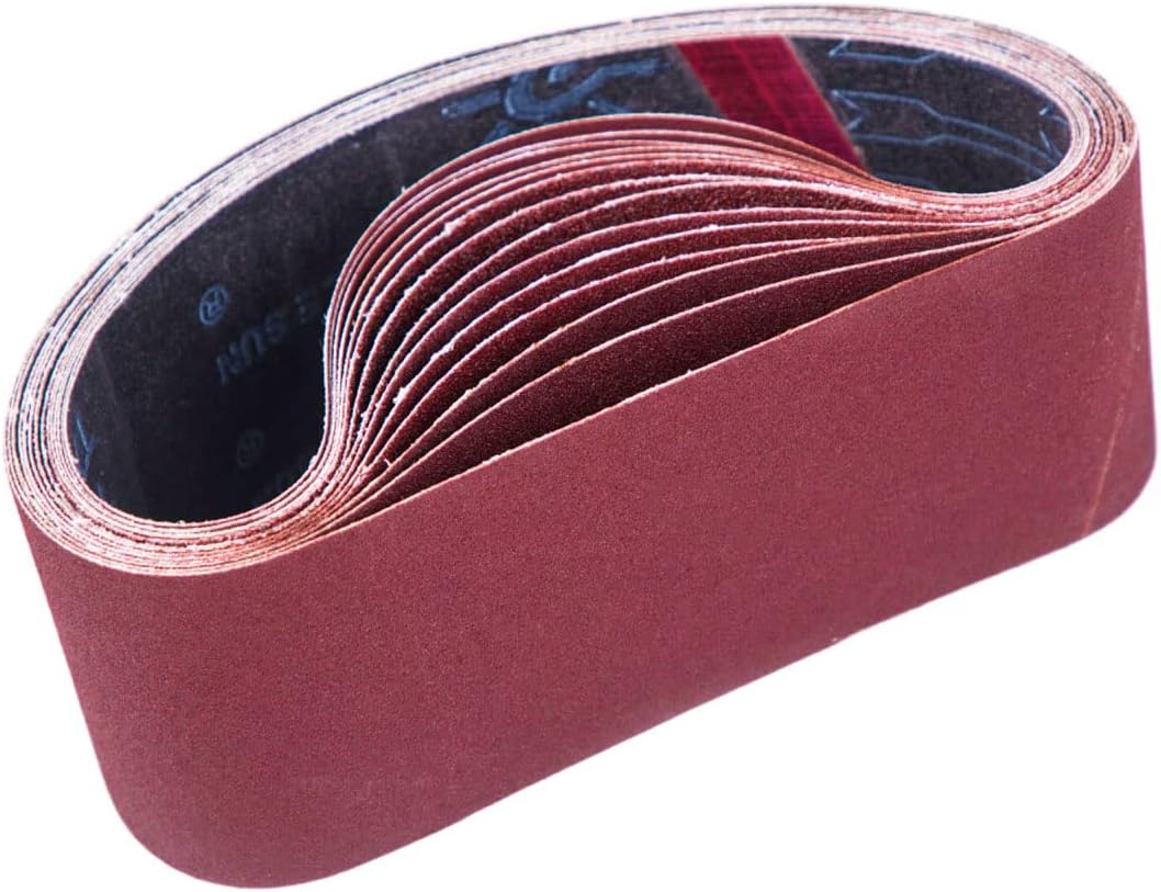 STEBRUAM Abrasive Belt 75 x 533 mm, Mixed Sanding Belts (3 x 80/120/150/240/400 Grits) for Belt Sanders (15 Pieces)