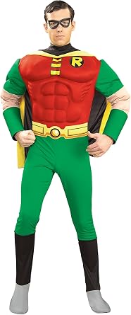 Rubie's Official DC Comic Robin Muscle Chest Deluxe Mens Costume, Batman Movie Character, Adult Fancy Dress