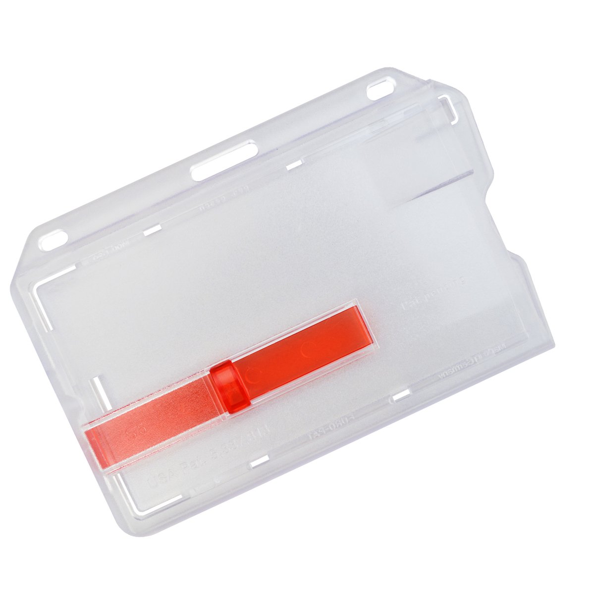 100x Kartenhülle Kartenhalter Ausweishalter Namensschild für 1 Karte aus Hartplastik HORIZONTAL ROTER AUSSCHIEBER