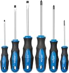 Rotation 6PCS Jeu de tournevis à pointe magnétique, 3 La Commission a adopté une décision sur la 3 Flat, Red Tip, Gloss, S2 Acier