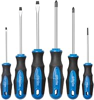 ROTATION 6-Piece Magnetic Screwdriver Set: 3 Phillips & 3 Flathead, CR-V Steel, Cushion Grip Professional Tools