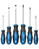 6PCS Magnetic Tip Screwdriver Set, 3 Phillips and 3 Flat, Professional Cushion Grip | 6-Piece Hand Tools Set 6pc_black Tip_matt