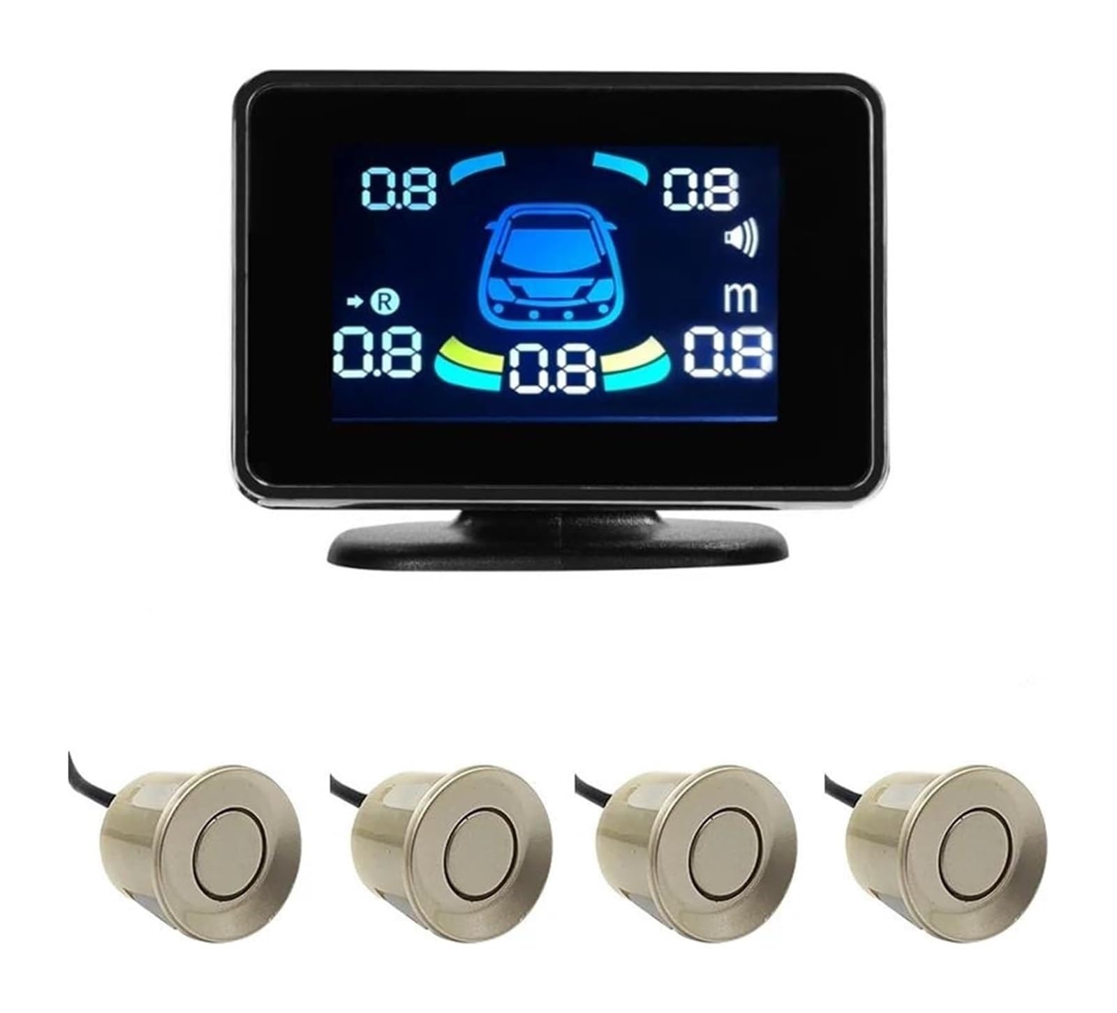 Sensor De Estacionamiento Sensor Aparcamiento Radar Marcha Atrás Trasero Coche Detector Electrónico Parktronic Kit Asistencia(Oro,4)