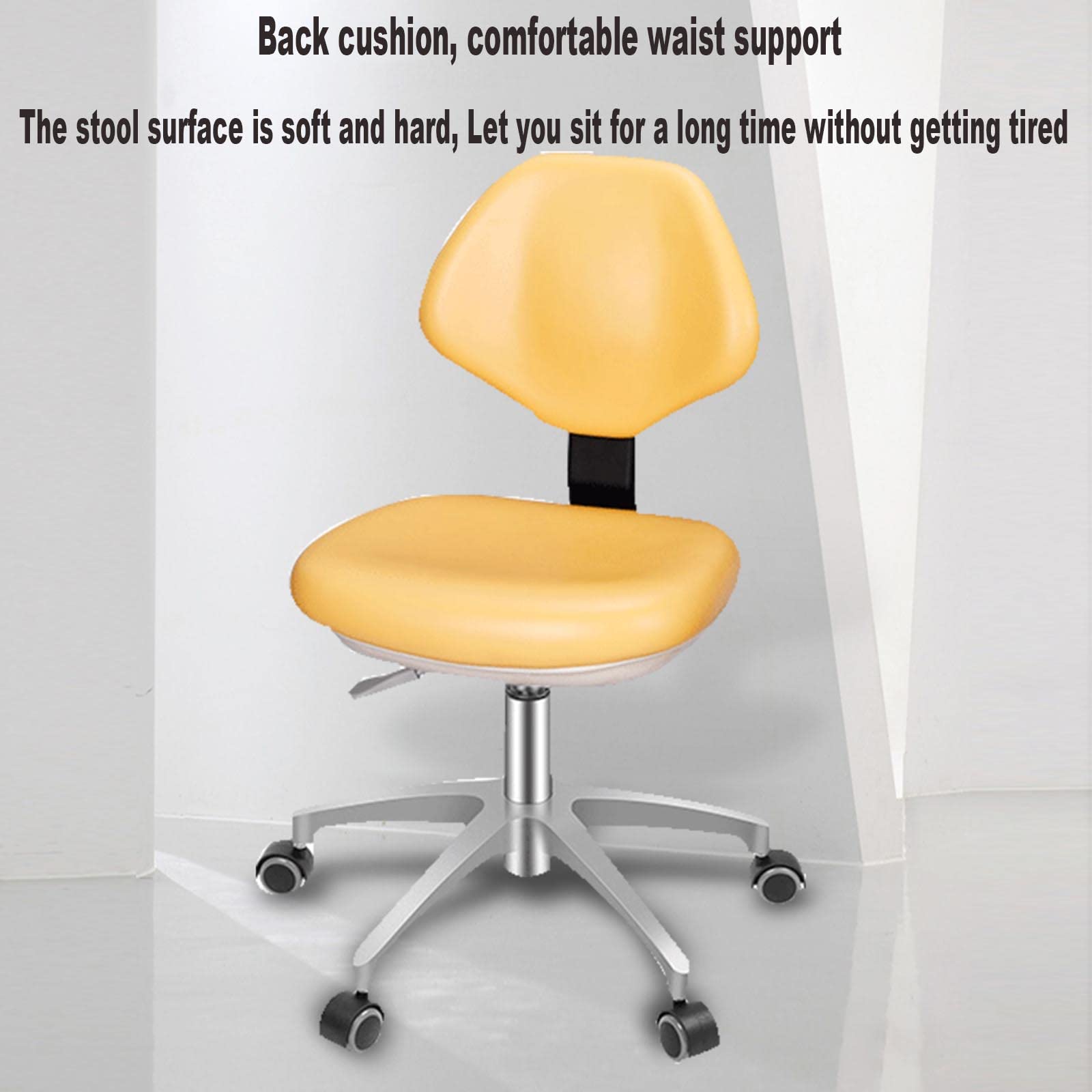 Sedia mobile con rotazione a 360°, rivestimento e schienale in pelle PU, regolabile da 65 cm a 88 cm, ideale per cliniche, laboratori, uffici e case