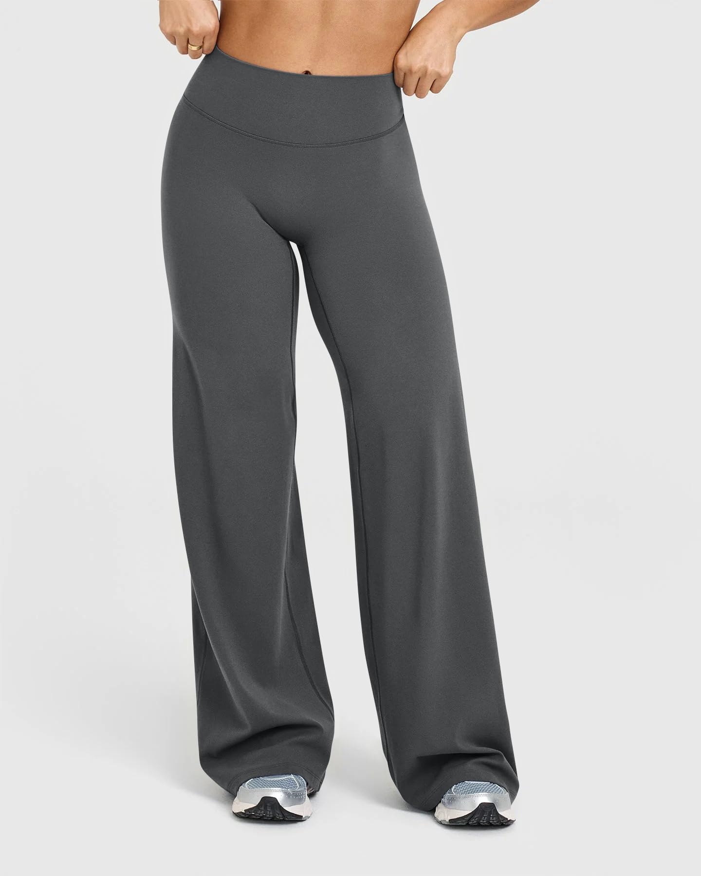 OQQ Pantalón Yoga Mujer Pierna Ancha Cintura Alta Elástico Sólido Casual Leggings de Fitness Gym Deportivos