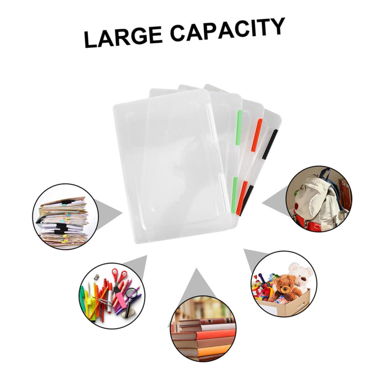 Gadpiparty Lot De 4 Boîtes De Rangement Pour Papier A4 Porte-Papiers Porte-Documents Portable Boîtes De Classement Avec Couvercles Étui De Projet Portable Porte-Documents Organisateur