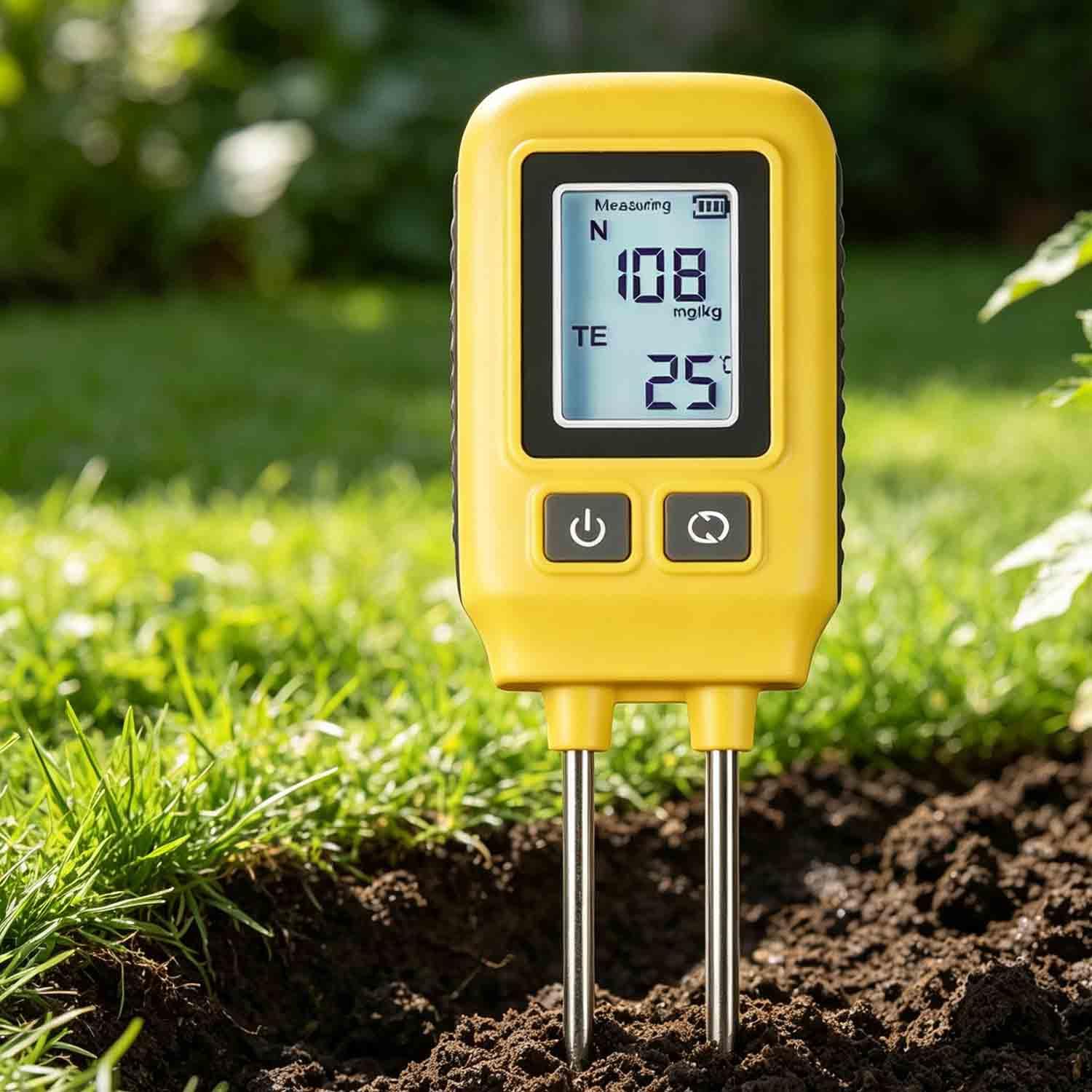 Medidor De Suelo Npk 4 En 1, Medidor De Nutrientes del Suelo, Prueba De Suelo con Doble Sonda, Pantalla LCD, Medición De Nitrógeno, Fósforo, Potasio Y Temperatura, para Jardines, Céspedes,