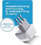 Ceptics Canada to Italy, Chile, Libya Travel Adapter (Type L) - Dual Input - Ultra Compact - Charge your Cell Phone, Laptops, Tablets (CT-12A, 3 Pack)