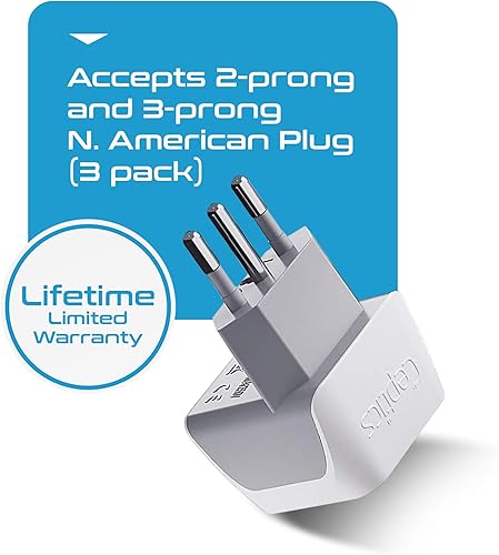 Miniatura 5 de De Estados Unidos a Israel, adaptador de enchufe viajero palestino de Ceptics, Tipo H (Paquete de 3), entradas Dobles, ultra compacto. Tipo L -