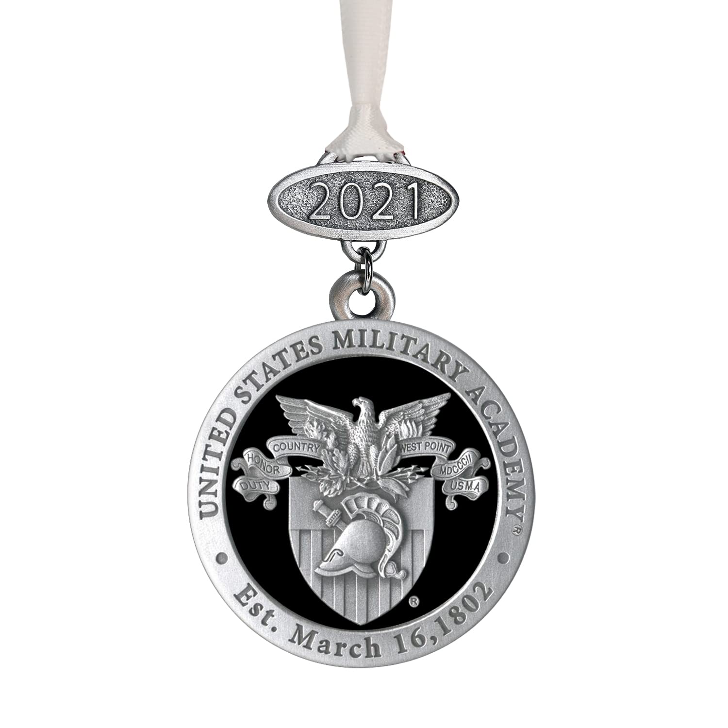 Heritage Pewter US Military Academy Crest Class of 2025 Ornament | Hand-Sculpted Christmas Tree Ornament | Intricately Crafted Metal Pewter Alma Mater Inlay