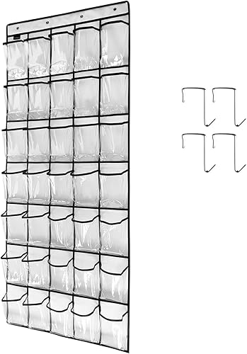 TidyMaster 1 paquete de 35 bolsillos de cristal transparente, organizador grande para zapatos para colgar sobre la puerta, estante para