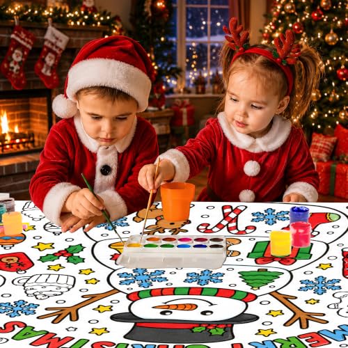 Image of OHOME Christmas Crafts for Kids - Xmas Giant Coloring Poster /Tablecloth