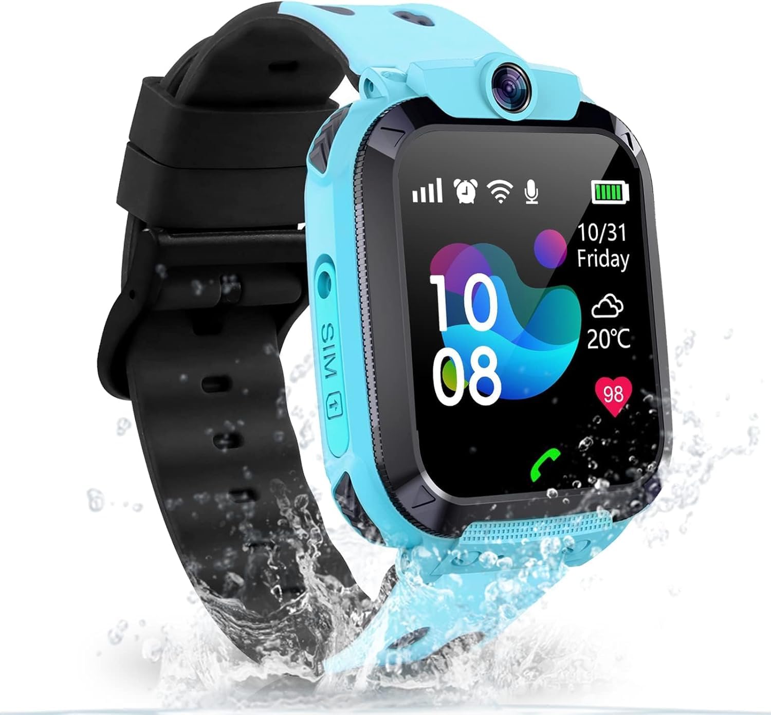 Reloj Inteligente Niños GPS, Smartwatch Niños Telefón y Llamadas, Reloj GPS Niño Localizador, IP68 Impermeable, SOS, Chat de Voz, CÔmara, Juegos, Despertador, Estudiantes Niño Niña Regalo para Años