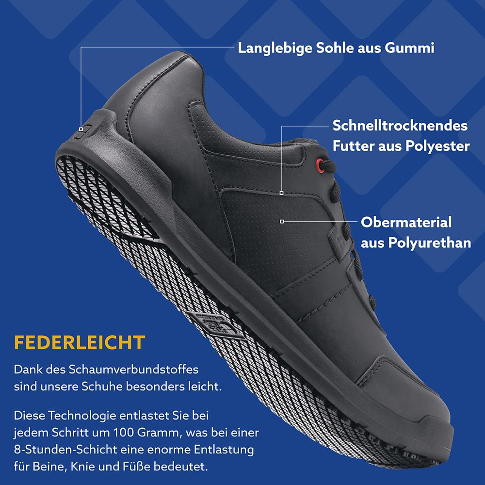 Shoes for Crews Herren-Arbeits-Sneaker mit rutschhemmender Sohle – Leichte, Wasserabweisende Herren-Schuhe, ideal für Gastronomie und Küchen für Kellner und Koch, Einzelhandel – Freestyle II