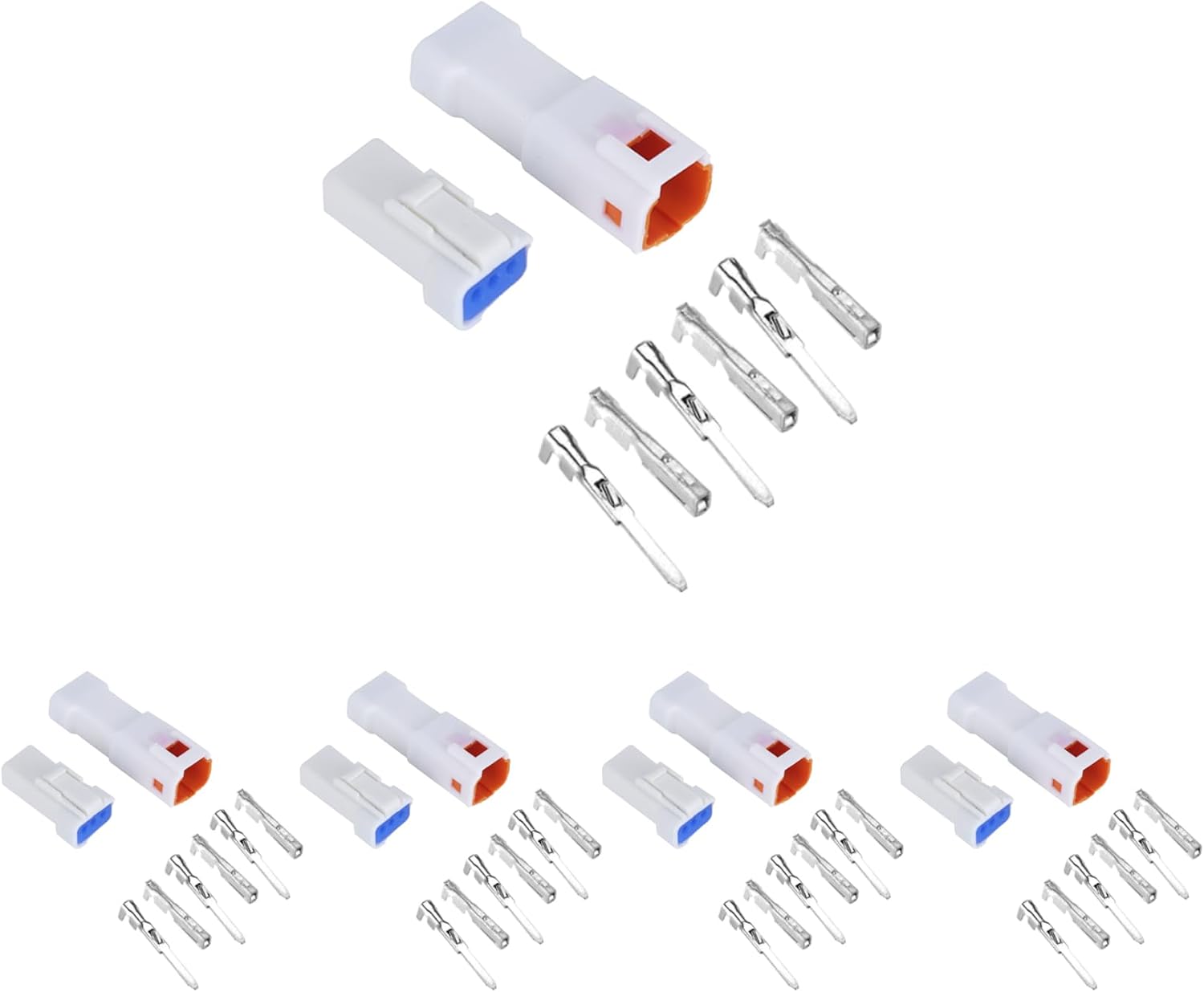 MUYI 196PCS = 19 Sets JST Connectors for 24 22 20 AWG Wire 2/3/4/6/8 Pin Automotive Electrical Connector Waterproof Plugs with Storage Box (19 Kits)