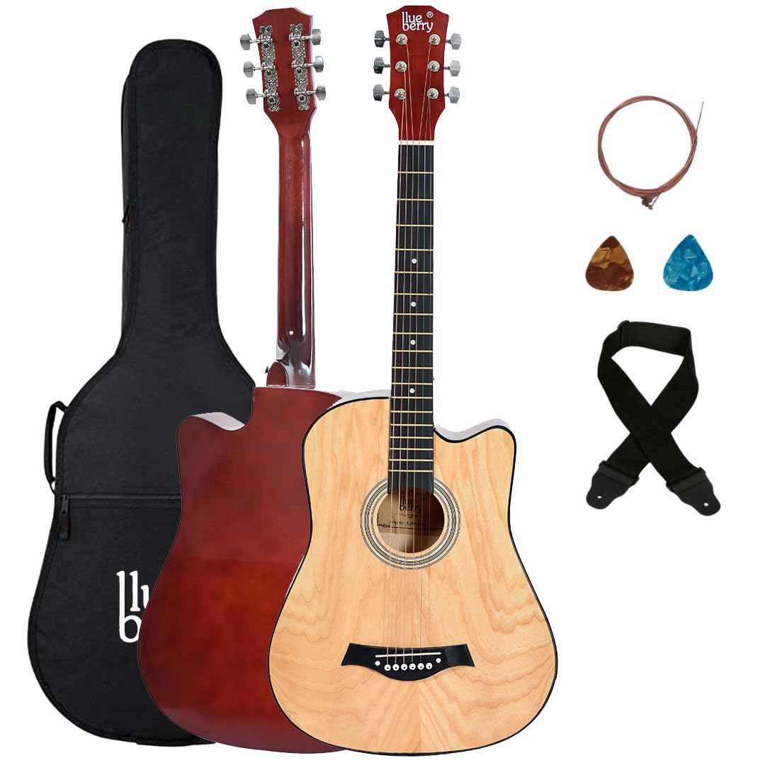 BLUEBERRY B-D38-ASHWOOD Trussrod Acoustic Guitar Kit, with Bag, Strap, One Pack Strings And Picks - 38 Inch (Ashwood)-image-18