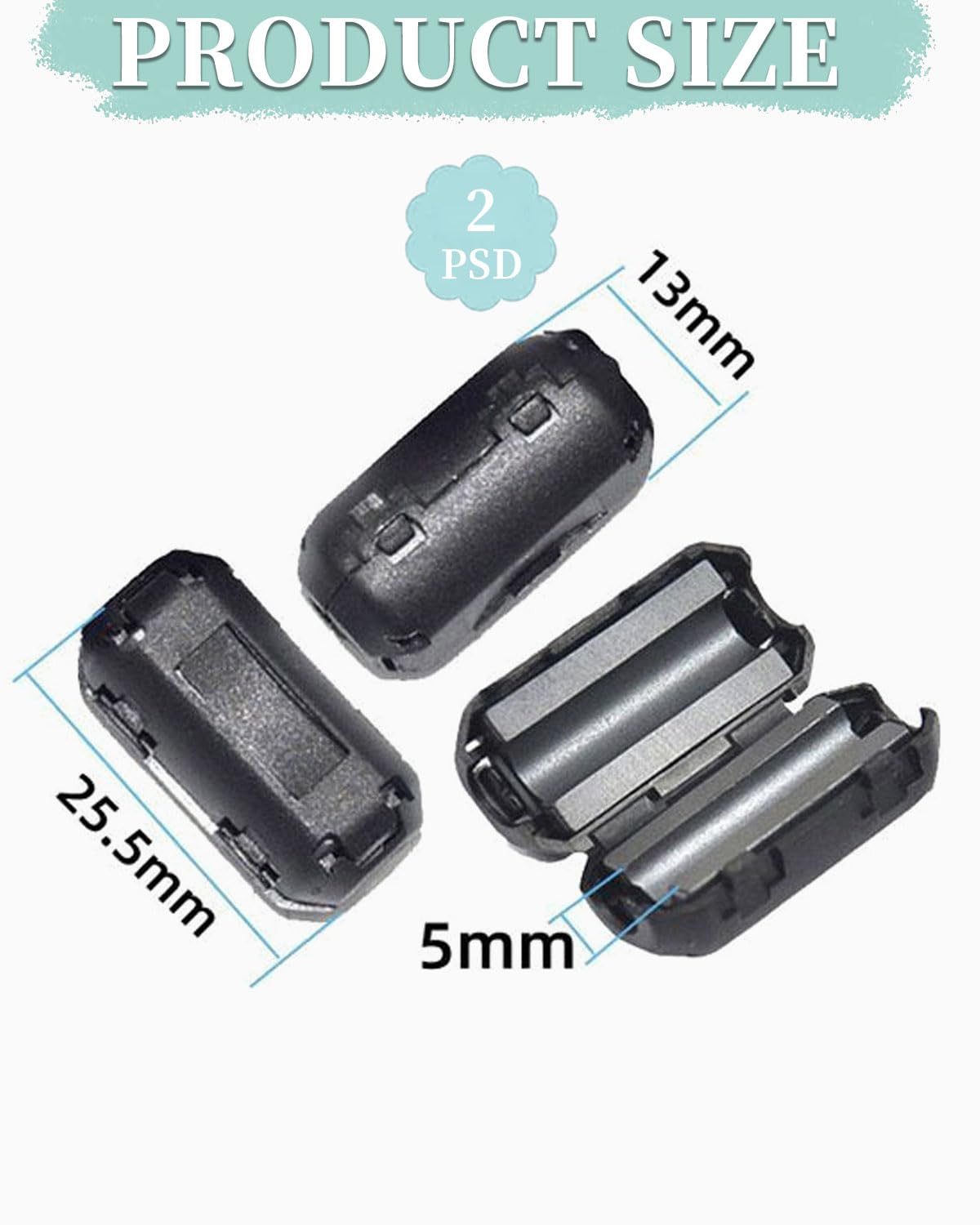 10 piezas anillos magnéticos antiinterferencias, pinzas toroidales de ferrita, núcleos toroidales de ferrita, filtros de ferrita, pinzas toroidales plegadas de ferrita (5 mm de diámetro)