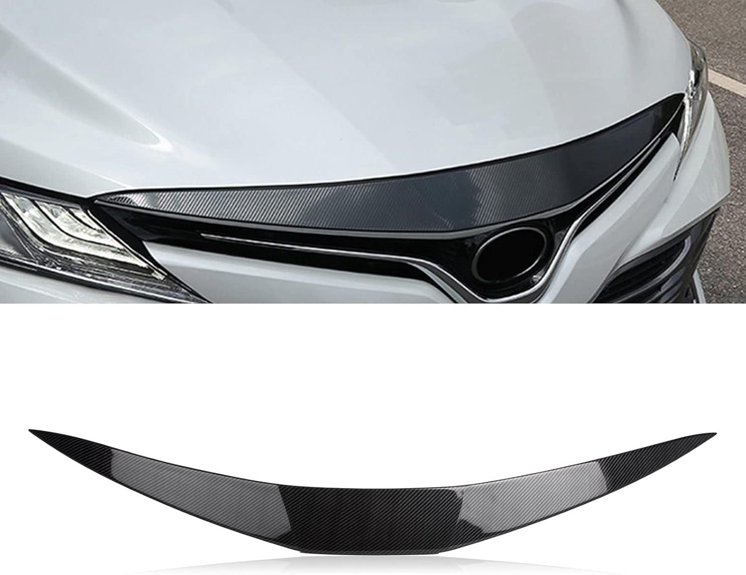 x xotic tech Front Hood Upper Grille Center Cover Trim, Carbon Fiber Pattern, Compatible with Camry LE XLE 2018-2024