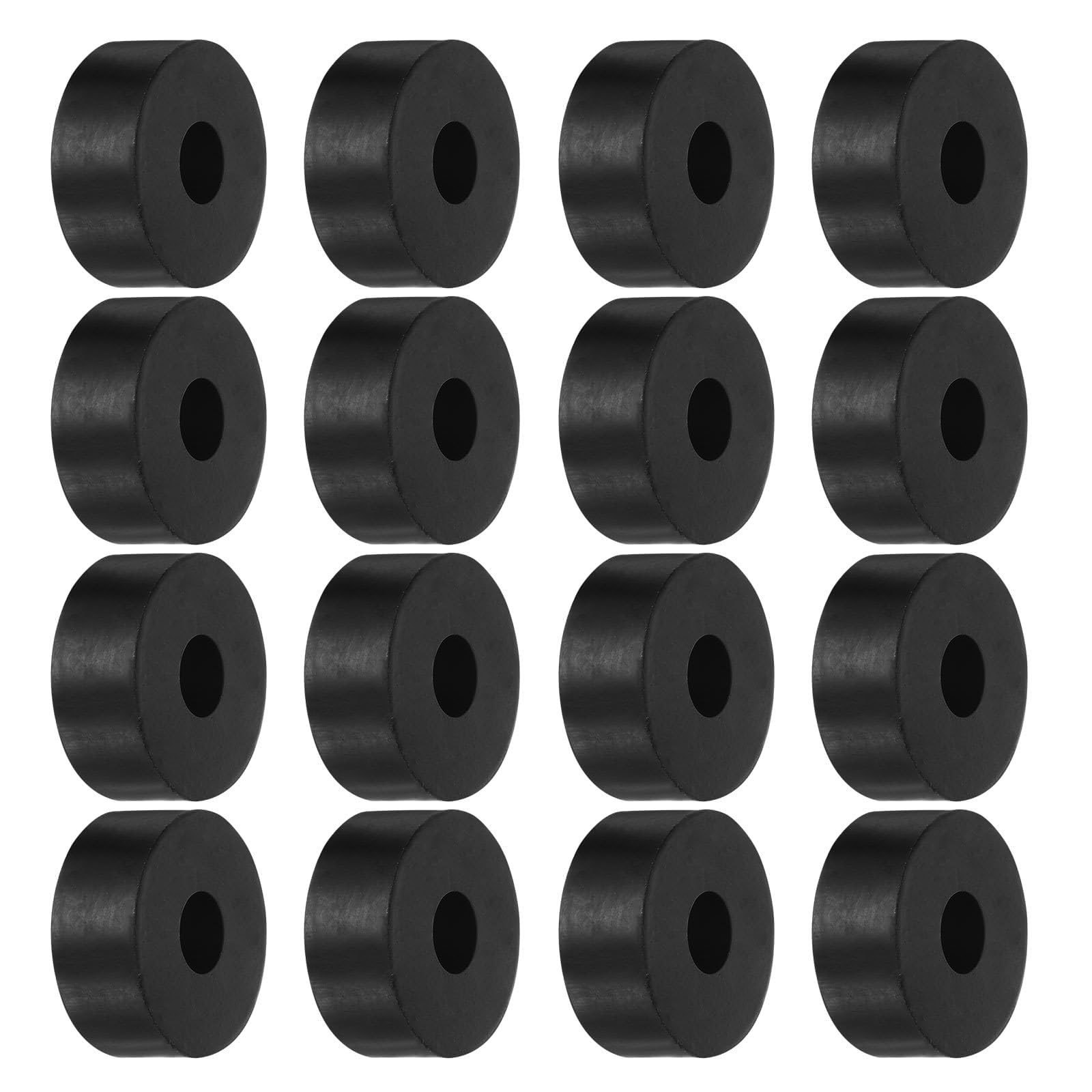 TA-VIGOR 16Pcs Rubber Spacers 25mm OD 6.5mm ID 10mm Thick – Neoprene Anti-Vibration Pads and Rubber Washers for Cars, Boats, Furniture, Appliances and Industrial Equipment, Black
