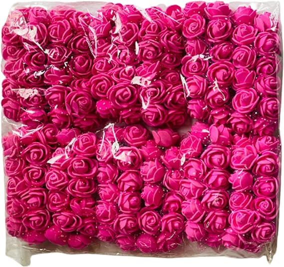 Artificial Flowers Hot-Pink Artificial Roses Foam Flowers Real Looking Fake Foam Roses for Crafting Decoration DIY Wedding Bouquets Bridal Shower Flower Decoration Pack of 5 (5 x 144pcs). โ image 1
