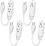 1 ft Short Power Extension Cord, HICITY 6 inch 3 Outlet Extension Cord, 3 Prong Grounded Wire, SJT 16 AWG Flexible Power Cord, 13 Amp, 125V, 1625 Watts, Black - 2 Pack