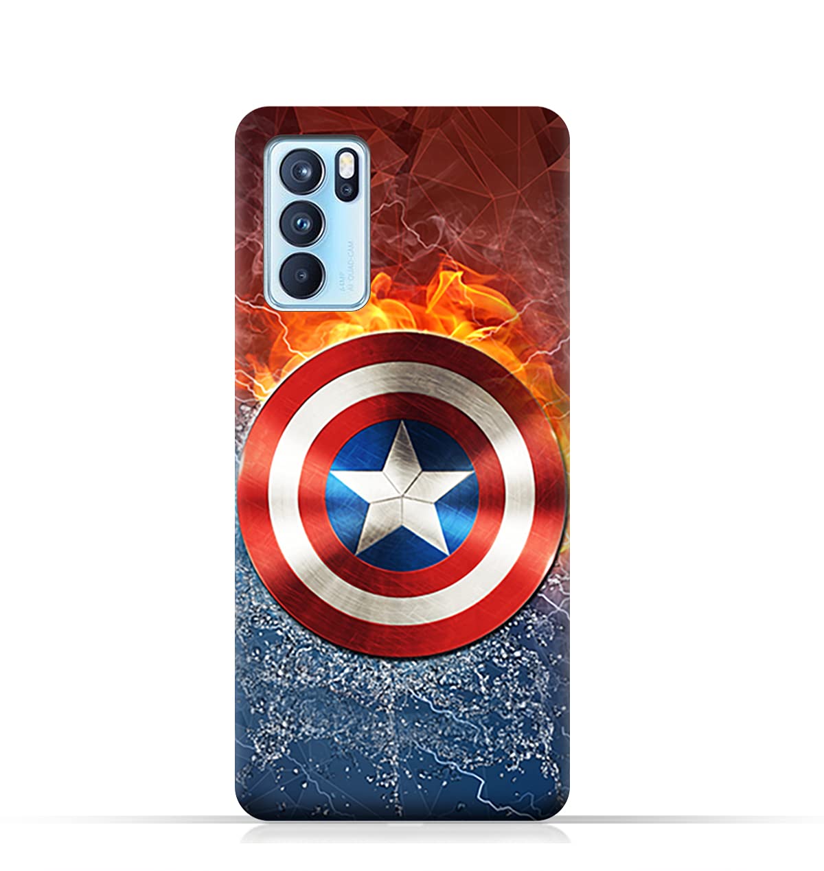 Protective Case Cover for Oppo Reno6 Pro 5G with Shield of Captain America Pattern