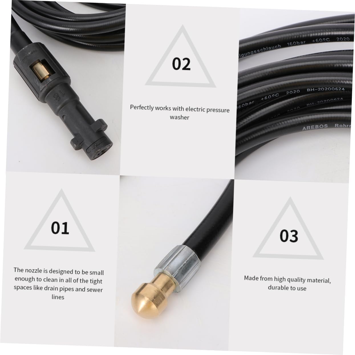 High Pressure Washer Hose for Durable Pipe for Sewer Drain Cleaning Easy to Use for Electric Pressure Washers