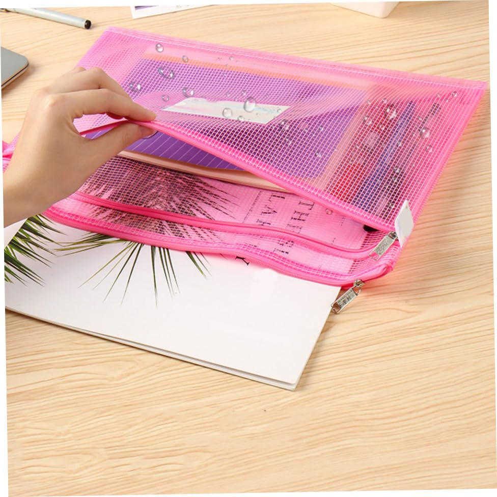 Lot pochette fermeture éclair transparente en maille indéchirable de rangement