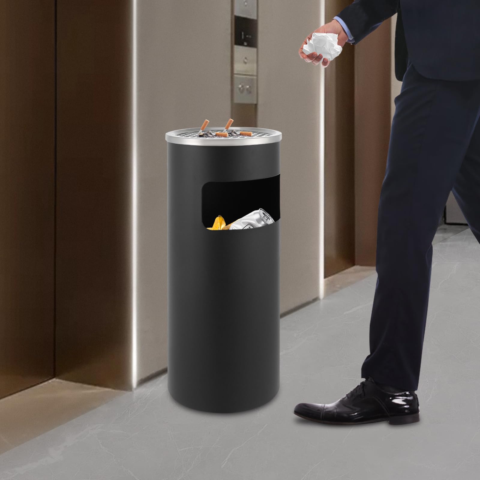 Poubelle cendrier en acier inoxydable avec bac amovible pour intérieur et extérieur