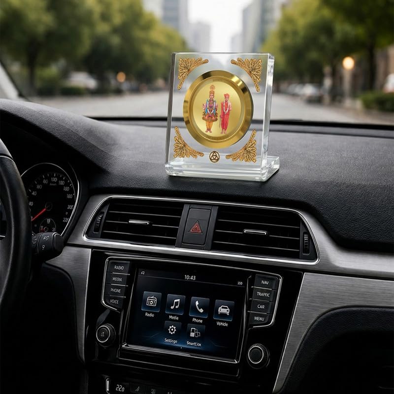 Image of DIVINITI 24K Gold Plated Religious Car Dashboard Frame | Premium God Idol Frame for Car, Home Mandir & Office Table | Spiritual Gift, Decorative Showpiece