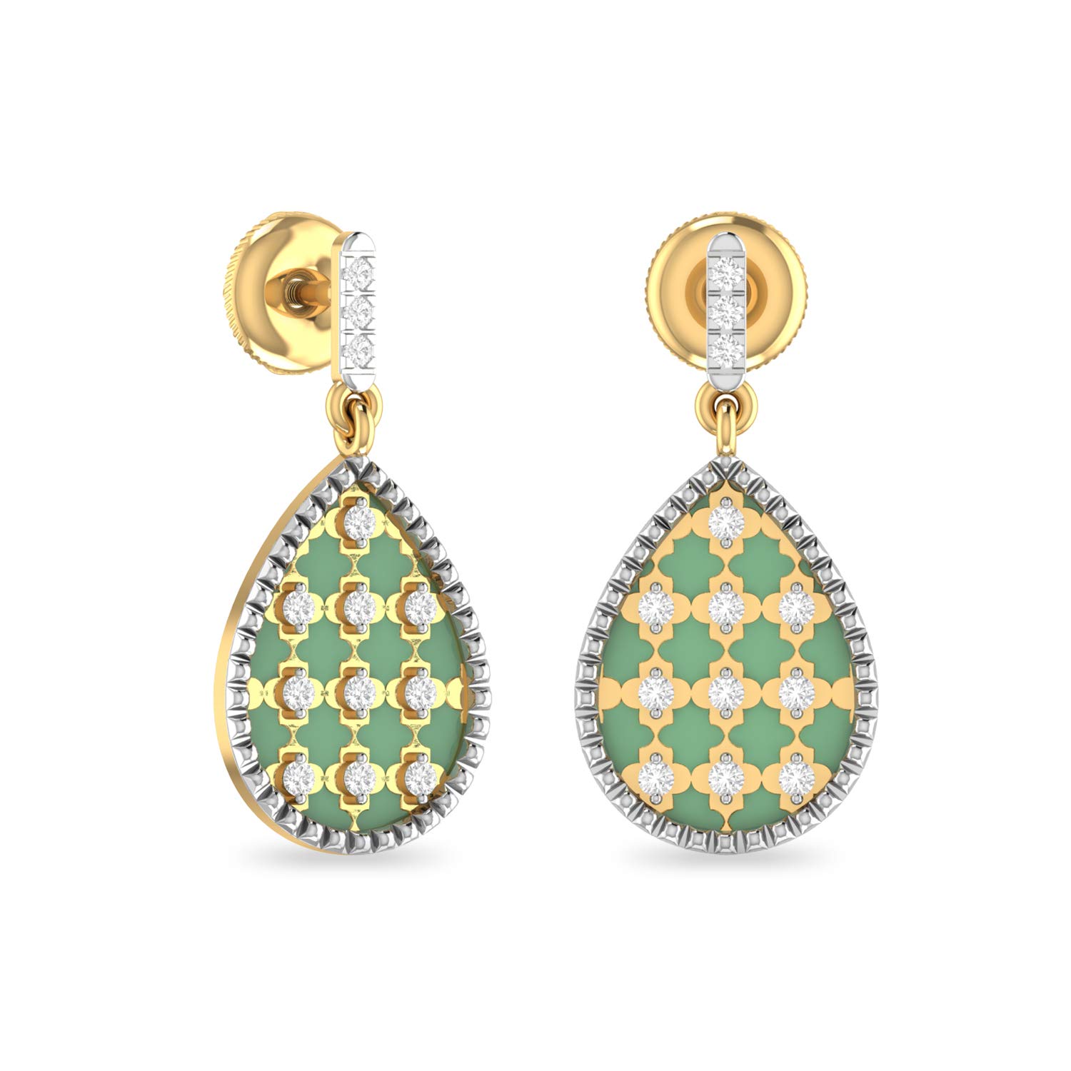Yellow Gold and Diamond Stud Earrings for Women-image-27