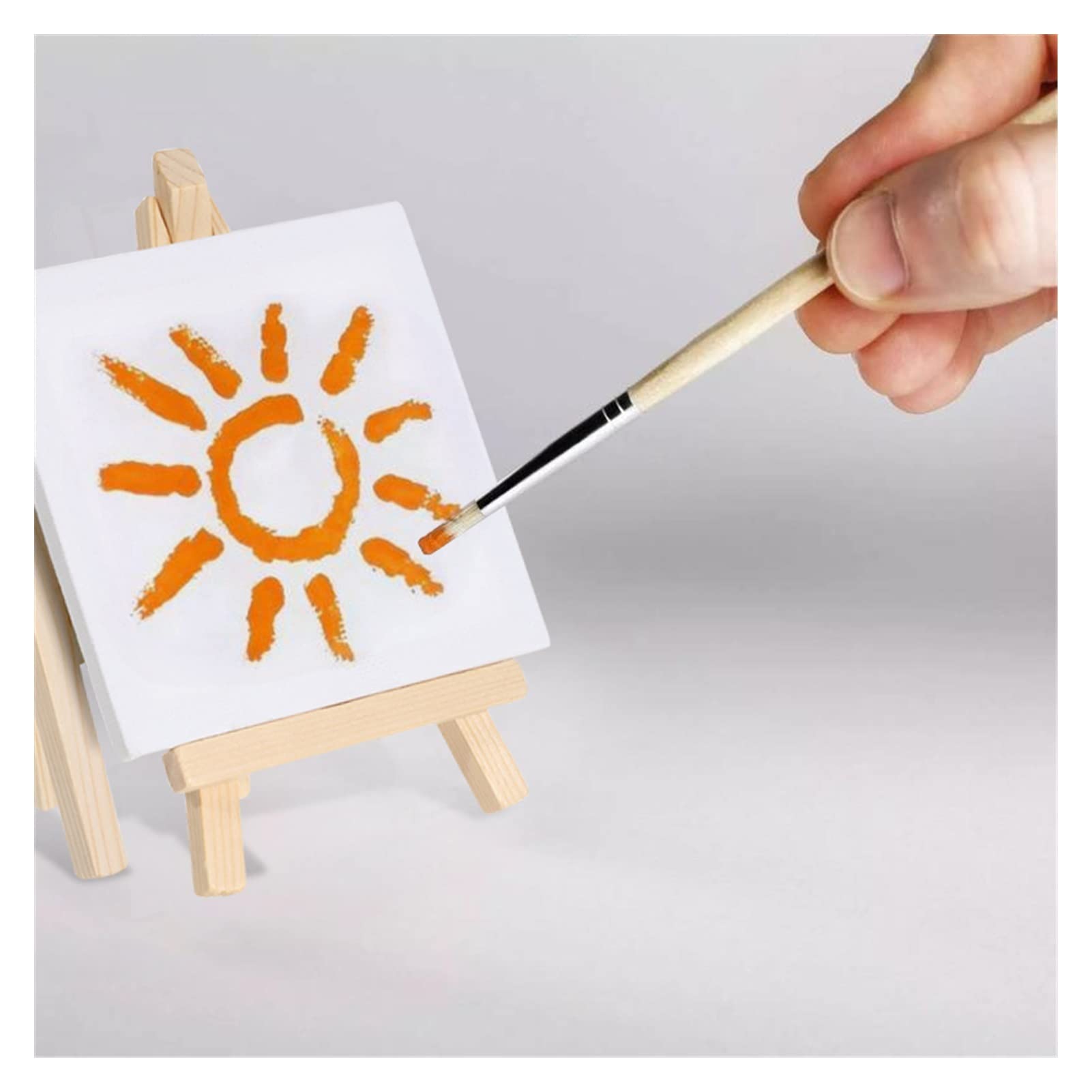 ZZZYW Artistas de 12 Piezas de 5 Pulgadas Mini Caballete +3 Pulgadas x3 Pulgadas Mini Lienzo Pintura de niños Artesanía Bricolaje Dibujo de Caballete de Mesa pequeña (Color : W, tamaño : 10x10cm)