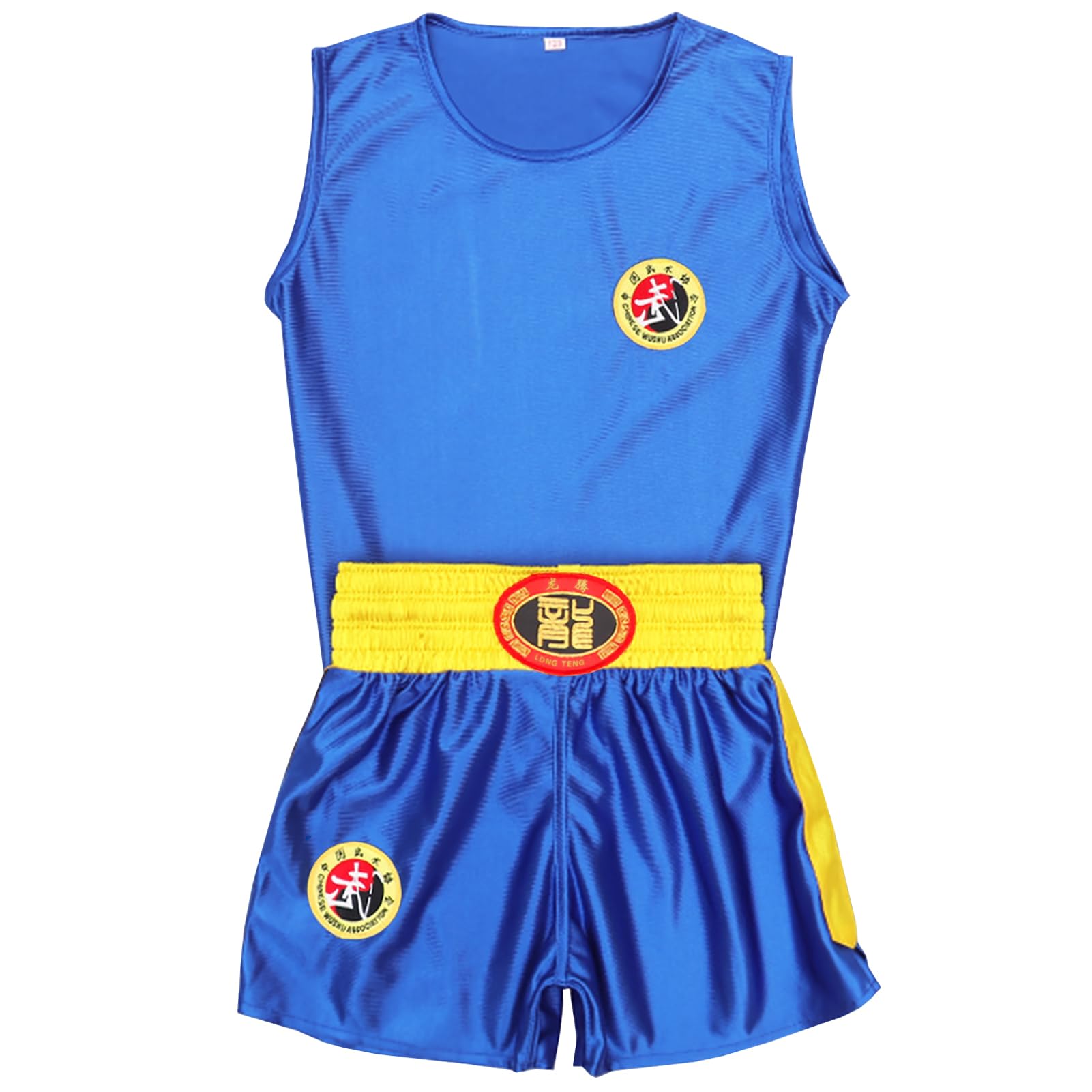 Conjunto de Uniforme de Boxeo Unisex Niños Traje de Combate 2 Piezas Chaleco + Pantalones Cortos para Muay Thai Sanda Artes Marciales