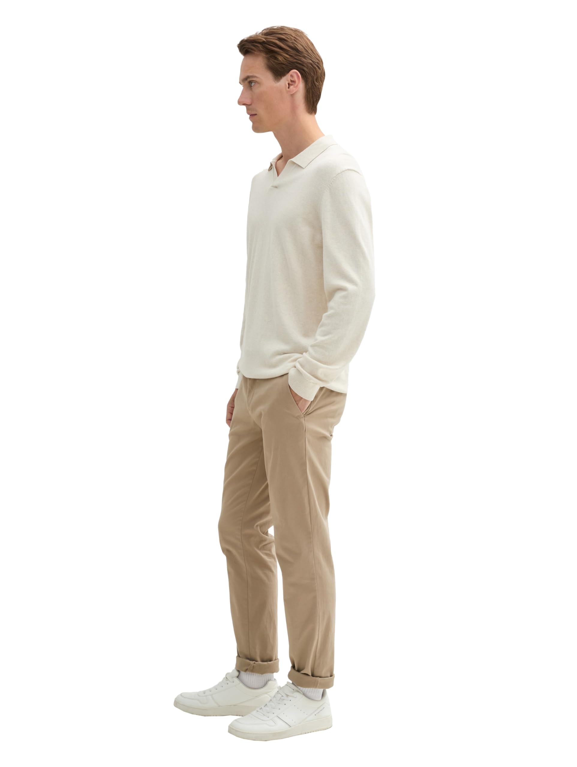 TOM TAILOR Herren Slim Fit Chino Hose mit Gürtel,32240 - Mountain Taupe, 30/32 – Ansicht 2