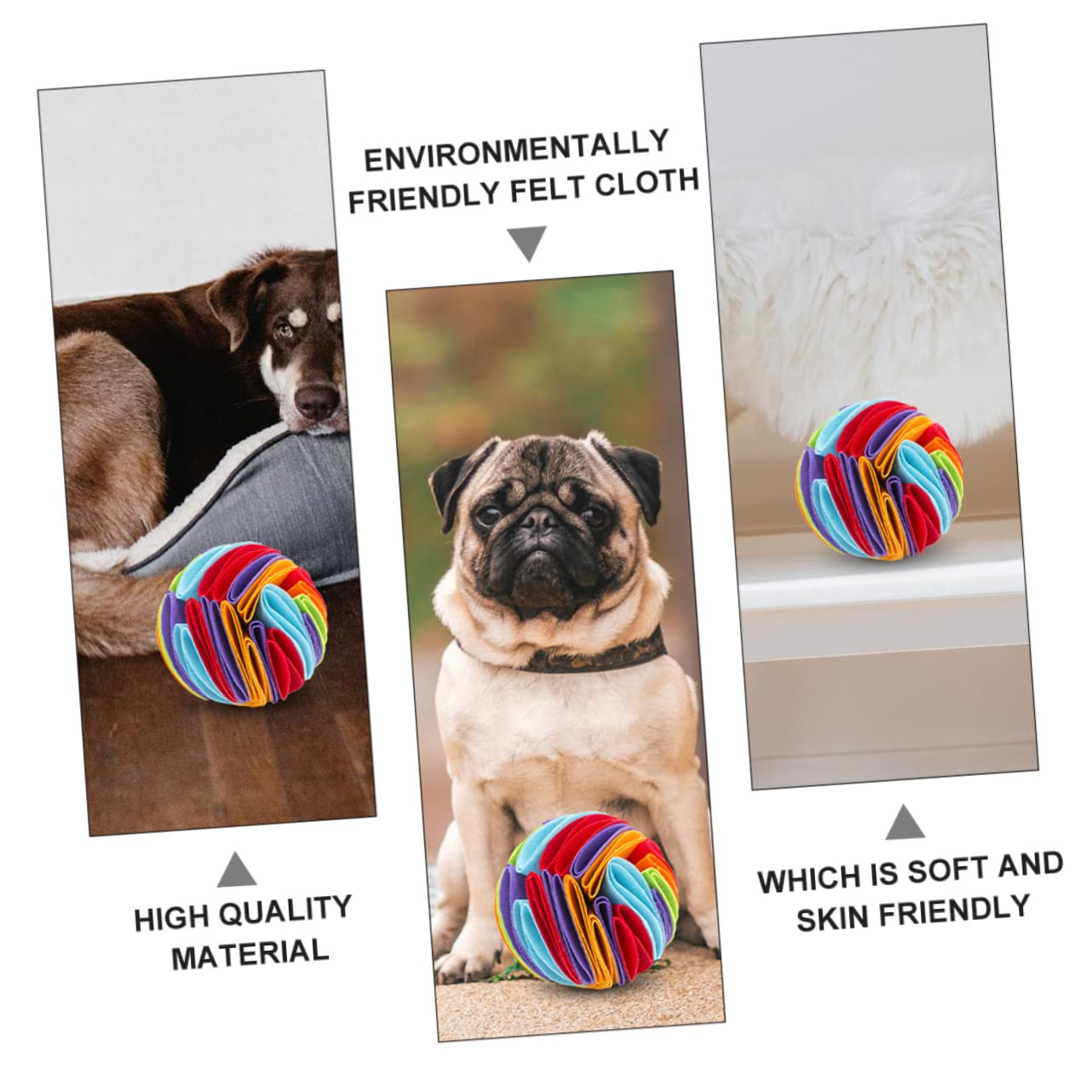3stücke Pet Dog Sniff Toy Interaktives Futterspielzeug Für Hunde Bunte Kauspielzeuge Aus Sicherem Filz Zahnreinigung Und Spielspaß Für Welpen Und Erwachsene Hunde