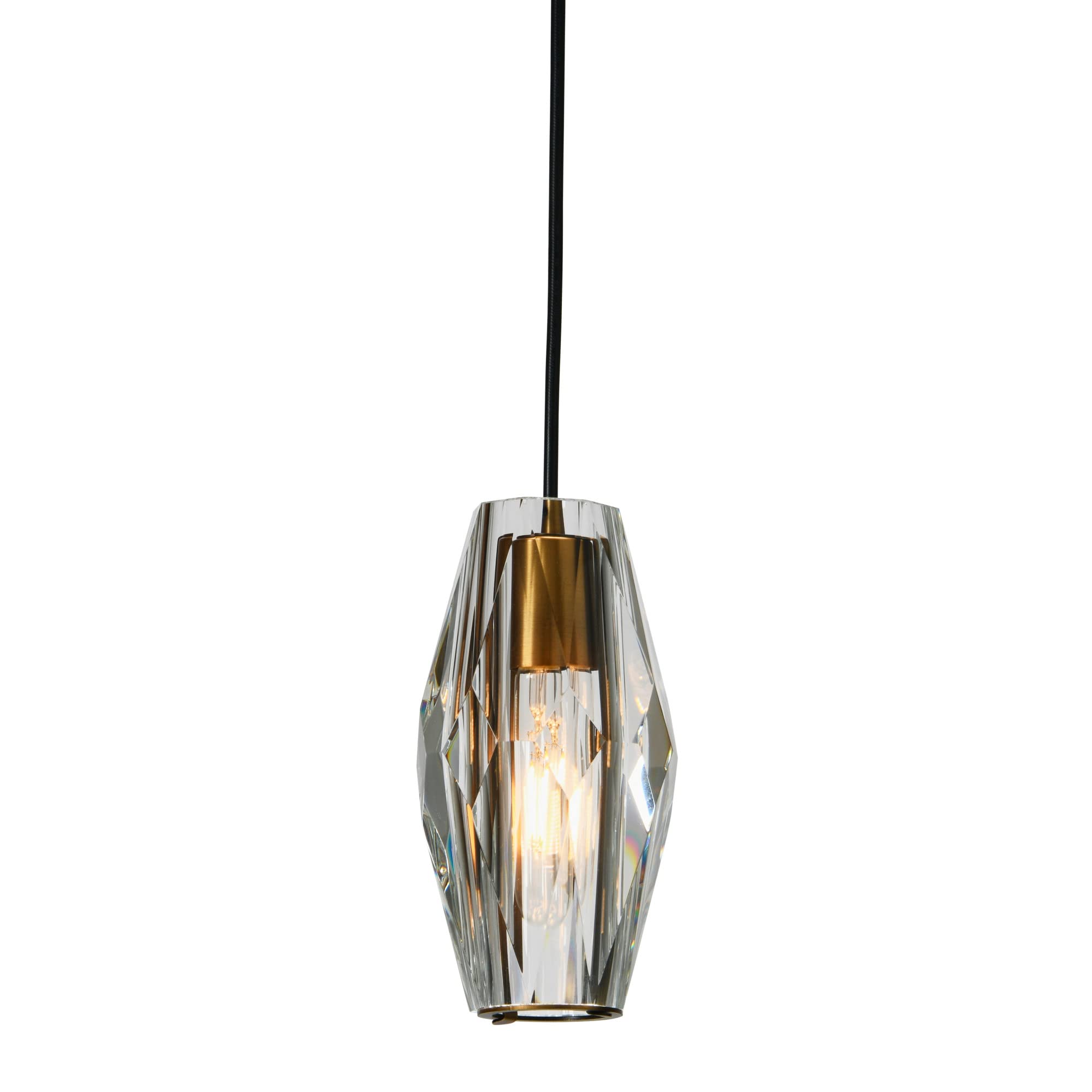 Robert Stevenson Lighting Celia - Faceted Crystal and Metal Ceiling Light, Brushed Bronze