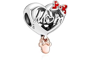 925 Sterling Silver Love Family Mom Mouse Heart Charm