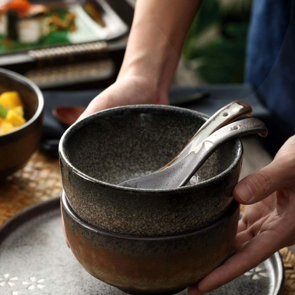 Cuencos Cuencos de cerámica, Cuenco de arroz de cerámica clásica para Cocina Cuenco Grande para Sopa de Ramen Cuenco para Mezclar de cerámica para ensaladas (1) (1)