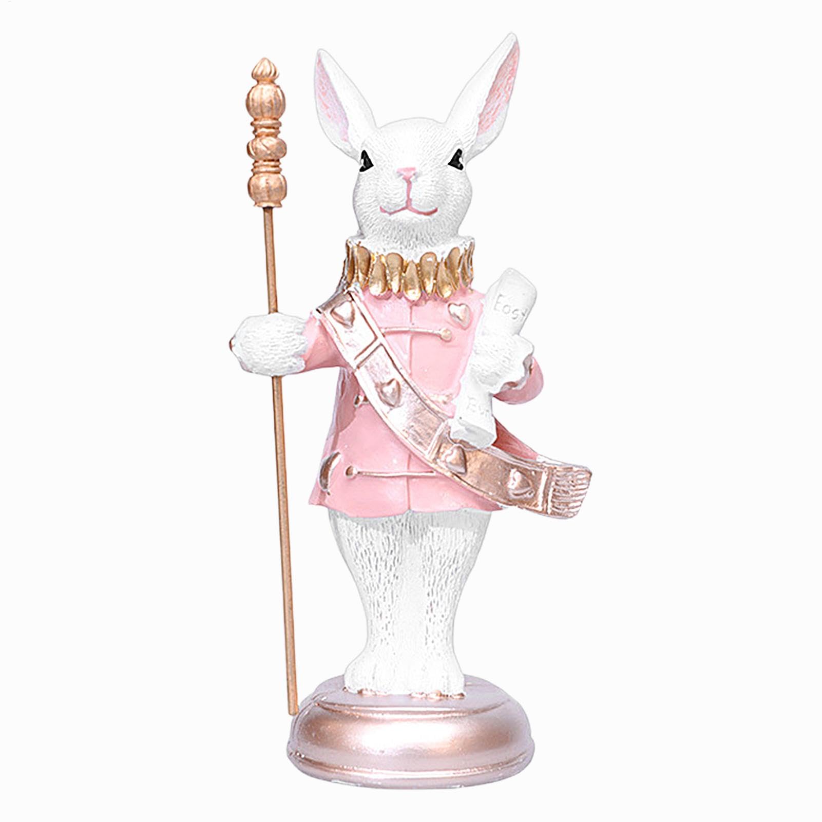Décoration d'animal de Pâques et figurine de lapin en résine pour ornement de maison rustique